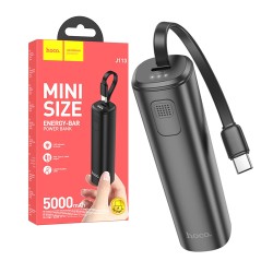 Power Bank Hoco J113 Energy Bar com Built-in Tipo-C Cabo 5000mAh Preto